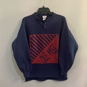 Navy Sweatshirt with Red Accents